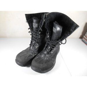 UGG Men's Snow Boots Size 9.5 Black Butte Waterproof Fur Vibram Leather S/N 5521